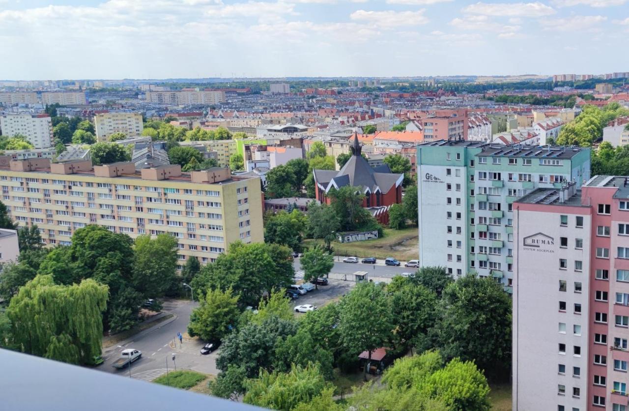Aleda Tower, 14 Floor, Balkon Apartment Szczecin Bagian luar foto