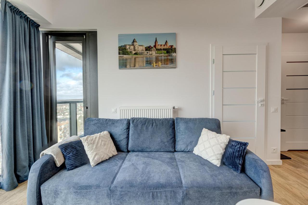 Aleda Tower, 14 Floor, Balkon Apartment Szczecin Bagian luar foto