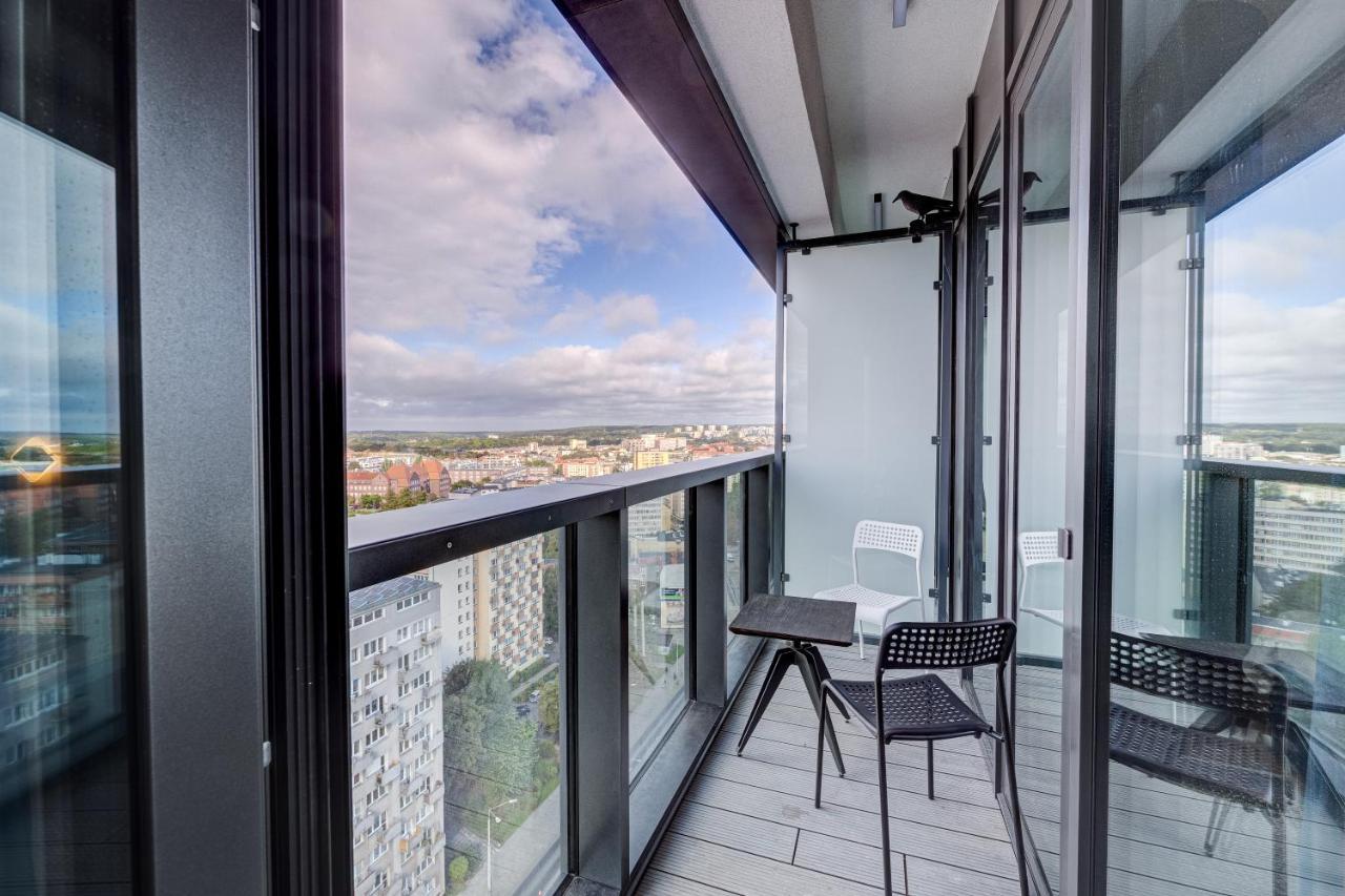 Aleda Tower, 14 Floor, Balkon Apartment Szczecin Bagian luar foto